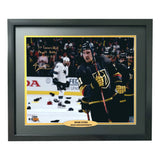 Vegas Golden Knights Mark Stone Autographed Framed Photo Inscribed "1st Career Hat Trick"