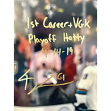 Vegas Golden Knights Mark Stone Autographed Framed Photo Inscribed "1st Career Hat Trick"