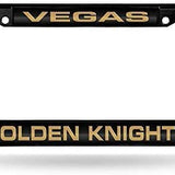 Vegas Golden Knights Laser Acrylic Mirrored Inserts Black Metal License Plate Frame Tag Cover