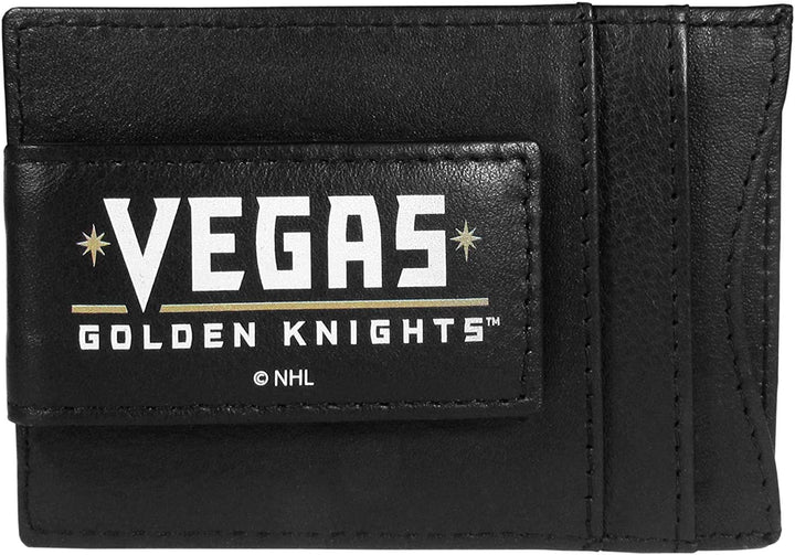 Vegas Golden Knights Black Leather Wallet with Money Clip