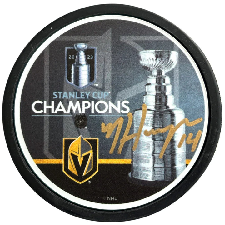Vegas Golden Knights Nicolas Hague Autographed Stanley Cup Champions Signed Puck