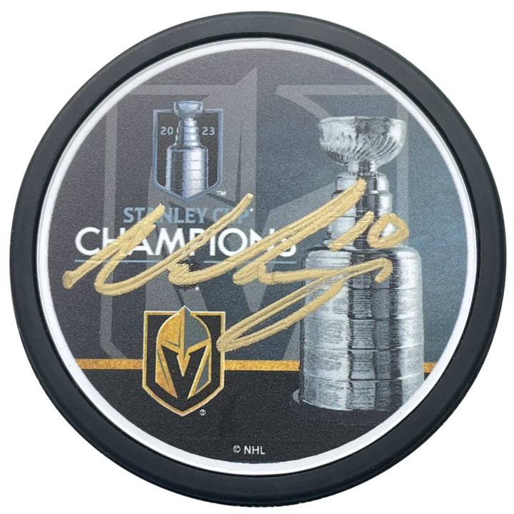 Vegas Golden Knights Nicolas Roy Autographed Stanley Cup Champions Hockey Puck