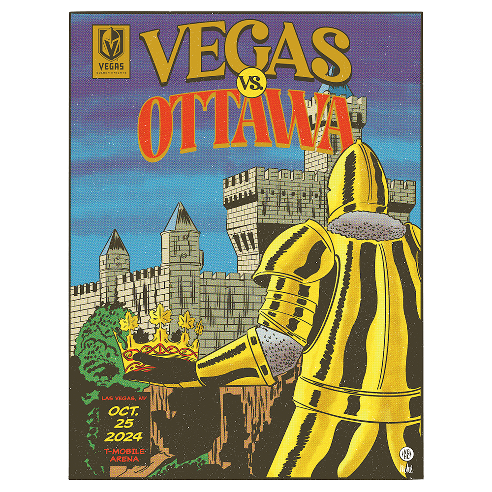 OTT vs. VGK Game Knight Poster - 10/25/2024 - Décor