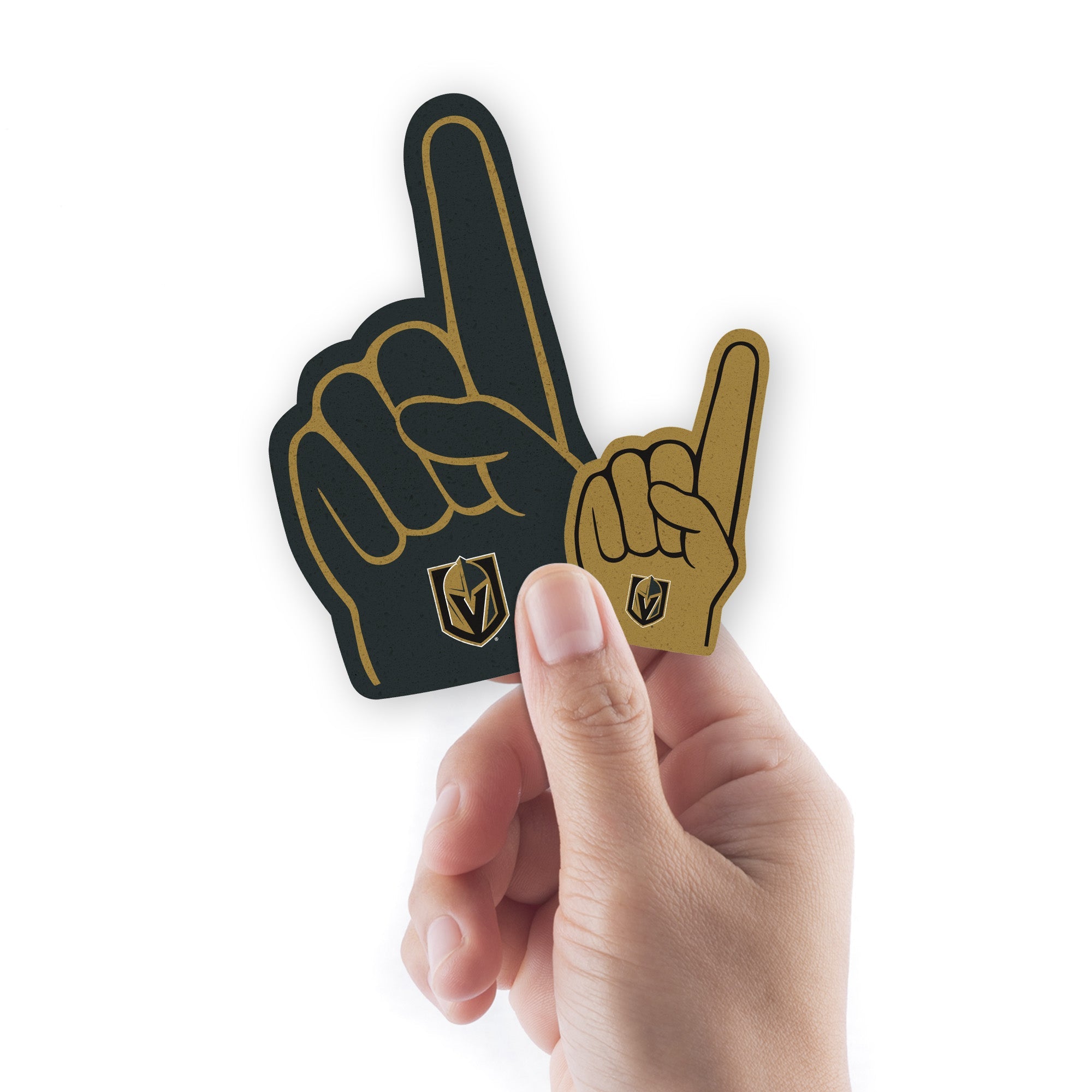 Vegas Golden Knights - 4 Foam Finger Minis (Mixed Sizes) - Official NHL - Reusable Vinyl Decals