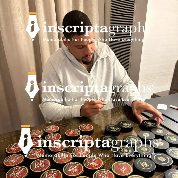 Vegas Golden Knights Ryan Reaves Autographed Reverse Retro Red Puck