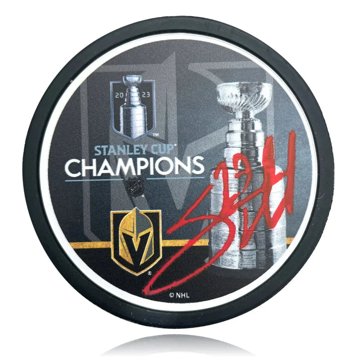 Vegas Golden Knights Shea Theodore Autographed Stanley Cup Champions Hockey Puck