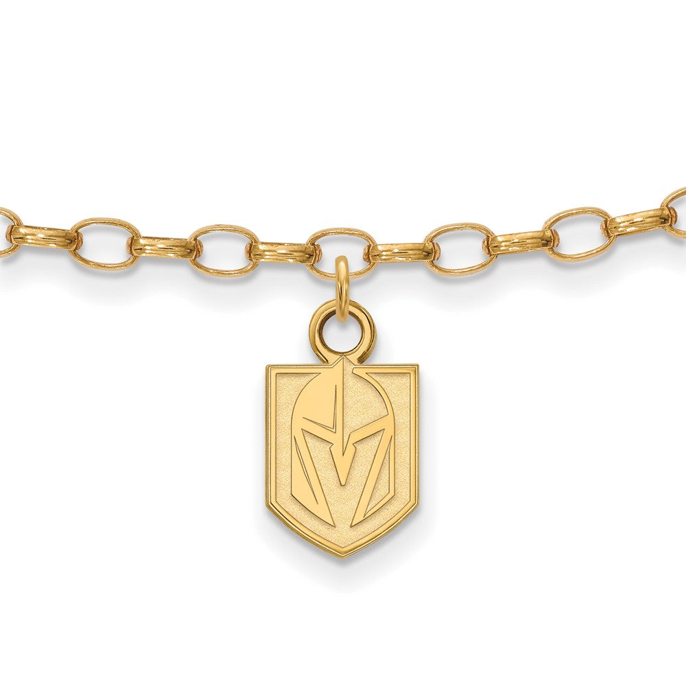 Gold charm bracelet with Vegas Golden Knights logo pendant showcases team pride