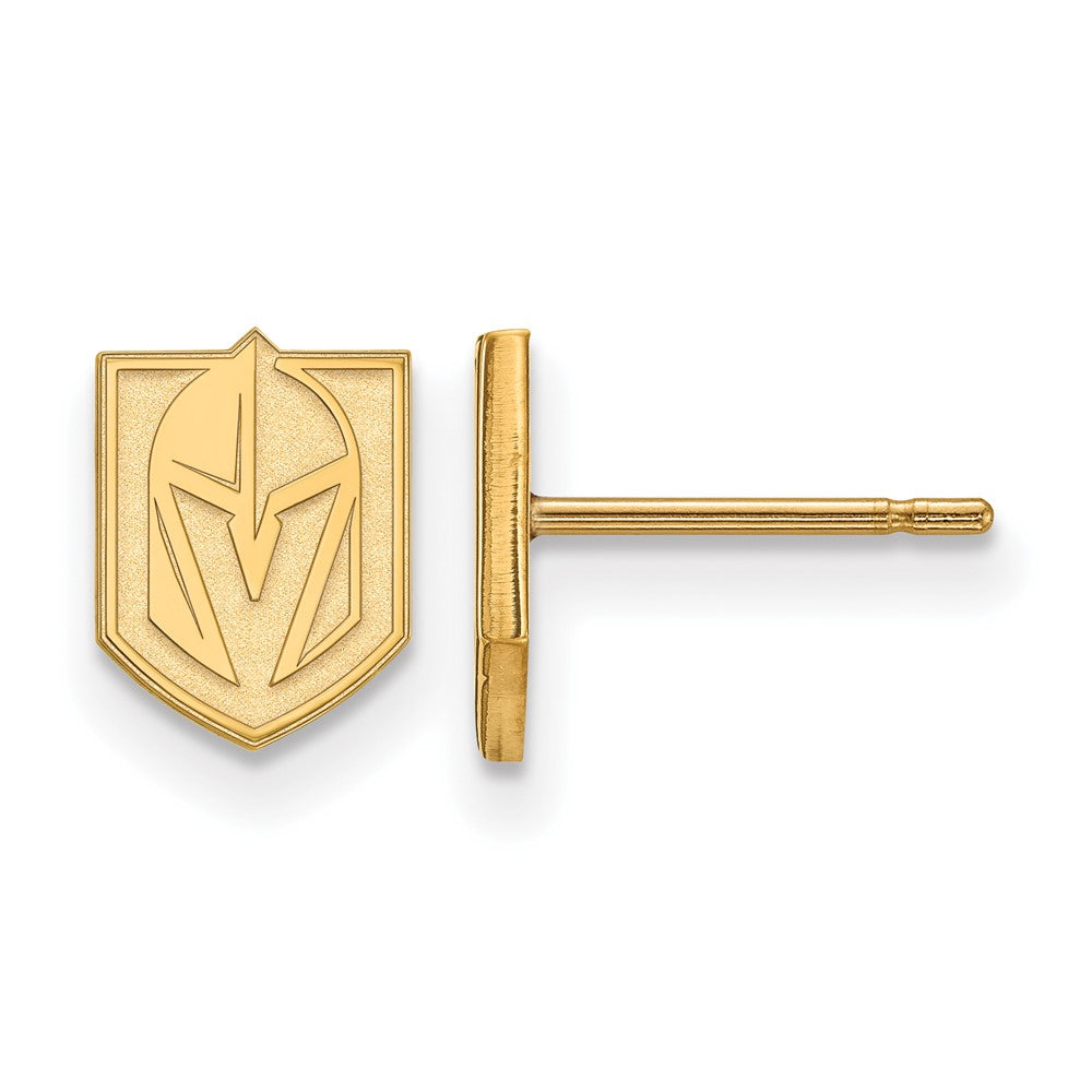 Gold stud earrings featuring the Vegas Golden Knights logo in yellow gold plating