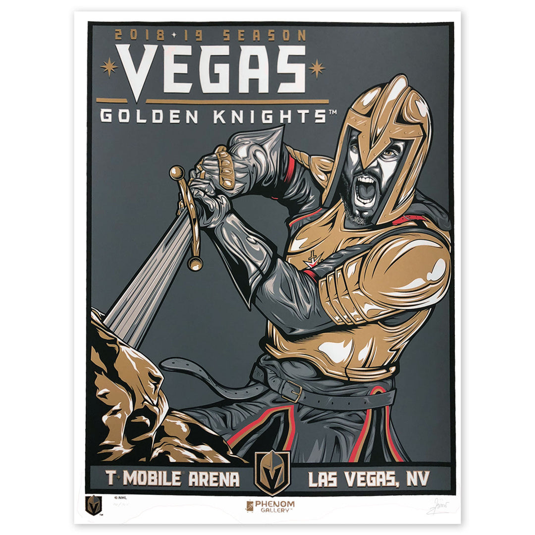 Vegas Golden Knights Phenom Gallery 18x24 Golden Knights 2018-19 Season Serigraph - VegasTeamStore