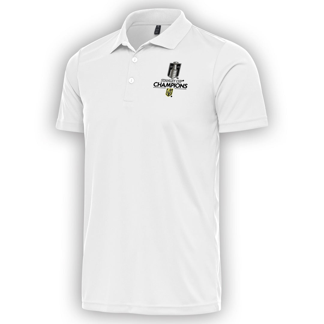 White polo shirt featuring Champions logo, perfect for Vegas Golden Knights merchandise