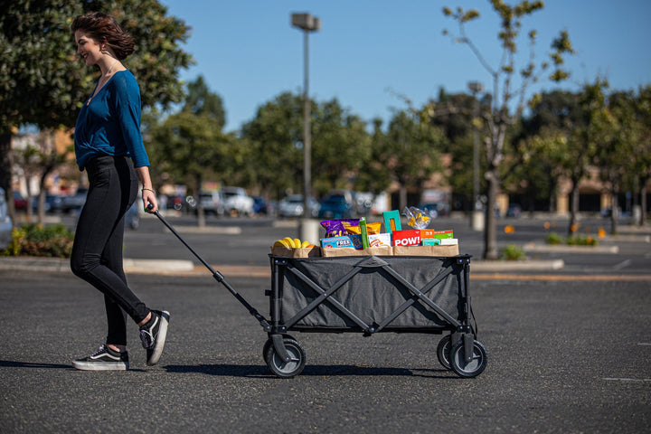 Collapsible utility wagon filled with groceries, ideal for Vegas Golden Knights merchandise