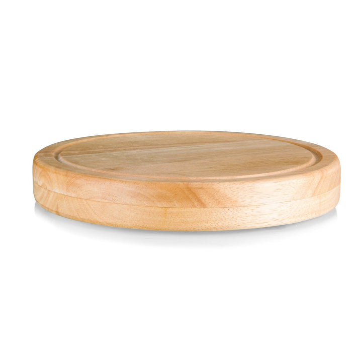 Circular wooden cutting board with raised edge from Vegas Golden Knights Circo Cheese set