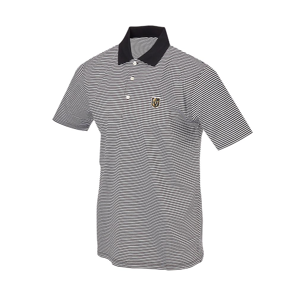 Vegas Golden Knights Commander Supima Stripe Polo - BLACK