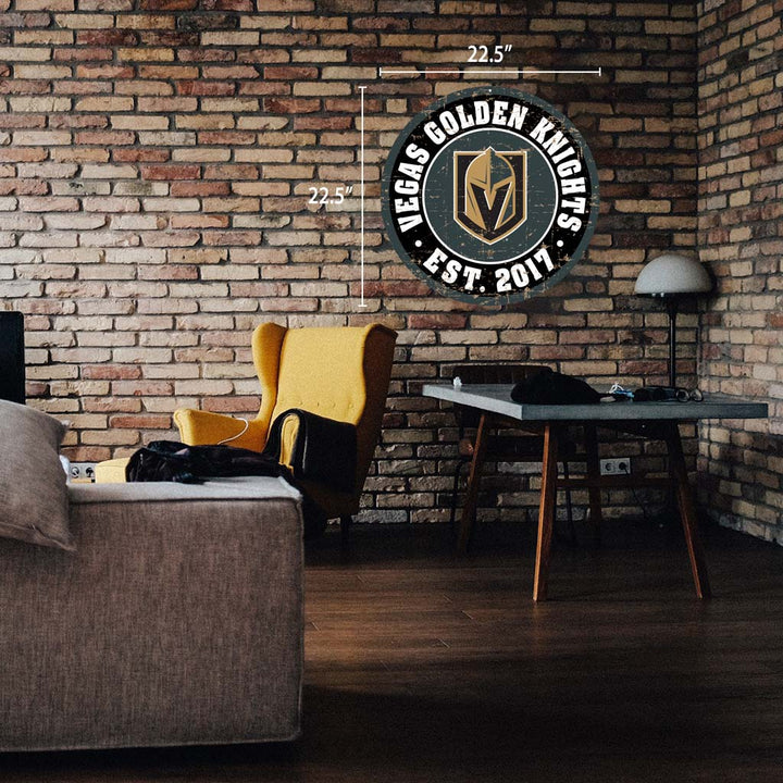 Vegas Golden Knights Distressed Logo Sign - Décor