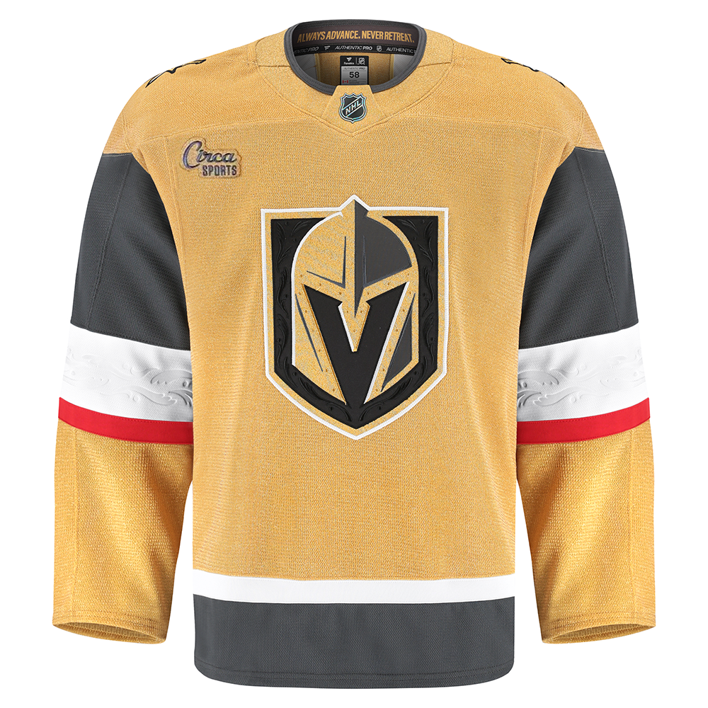 Vegas Golden Knights Fanatics Authentic Pro Jersey in gold, black, and white colors