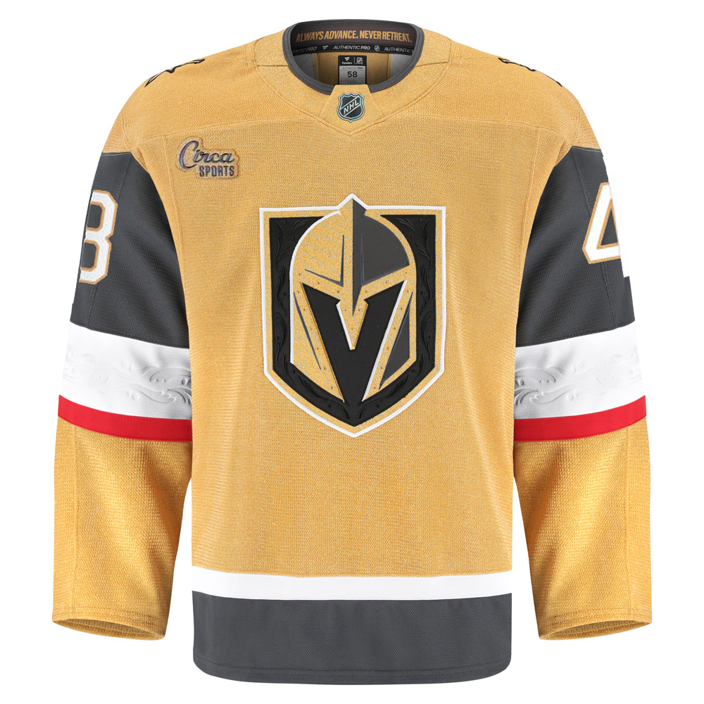 Vegas Golden Knights Fanatics Authentic Pro Tomas Hertl Jersey in gold, black, and white