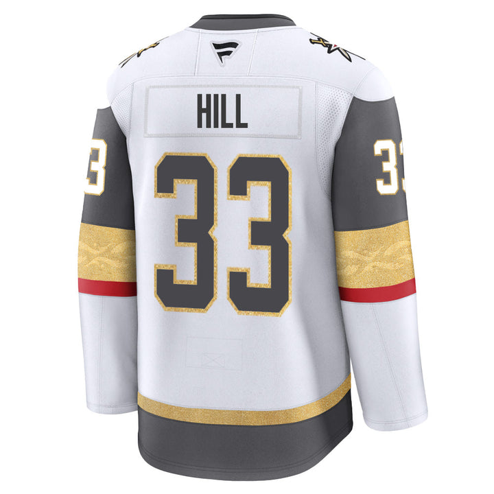 White Vegas Golden Knights Fanatics Premium Stitched Adin Hill Jersey with red accents