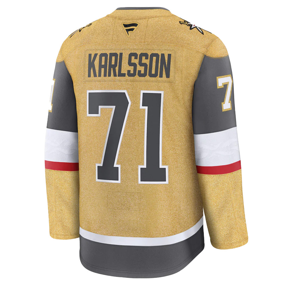 Vegas Golden Knights merchandise featuring a William Karlsson jersey with number 71