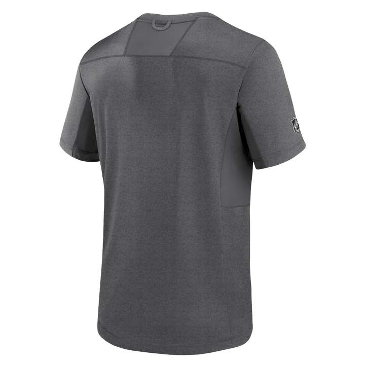 Gray short-sleeved athletic t-shirt featuring yoke design, perfect Vegas Golden Knights merchandise