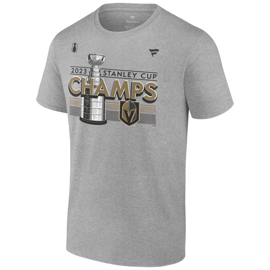 Men s Fanatics Heather Gray Vegas Golden Knights 2023 Stanley Cup Champions Locker Room T Shirt Size Medium