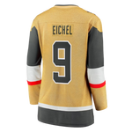 Hockey jersey featuring EICHEL 9 in gold, gray, white, and red, perfect Vegas Golden Knights merchandise