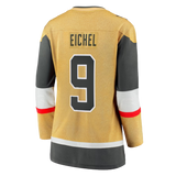Hockey jersey featuring EICHEL 9 in gold, gray, white, and red, perfect Vegas Golden Knights merchandise