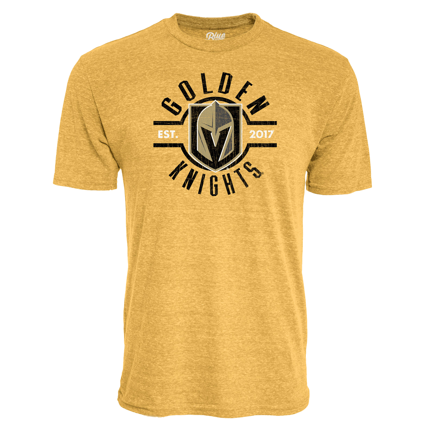 Yellow Vegas Golden Knights Gold Primary Cashword Tee with team logo and text