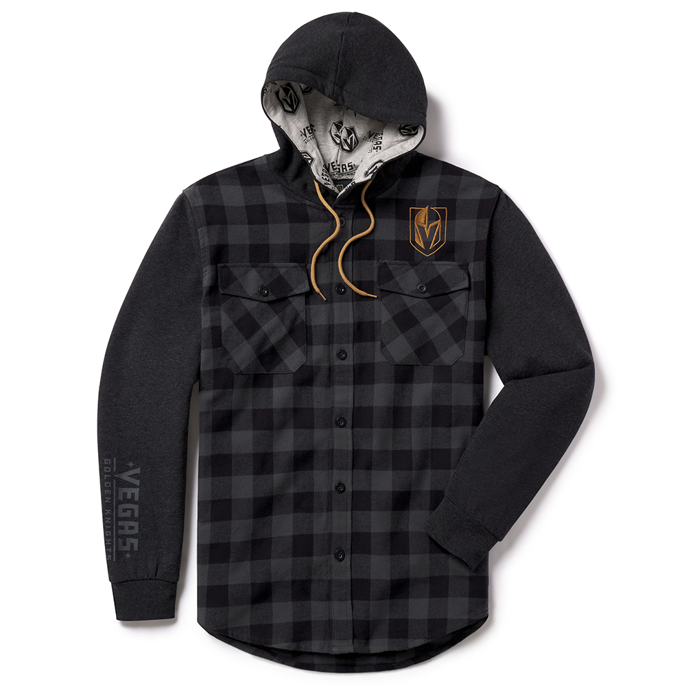 Vegas Golden Knights Hooded Button Down Flannel - Outerwear