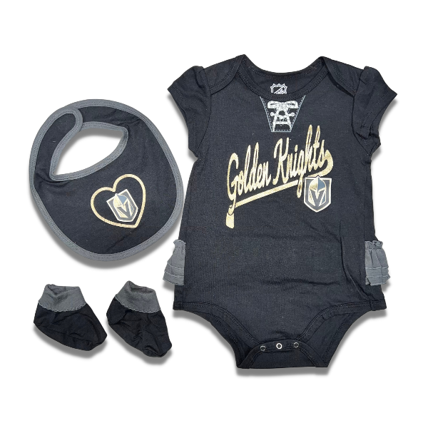 Vegas Golden Knights Infant Girls Love Hockey Creeper Bib &