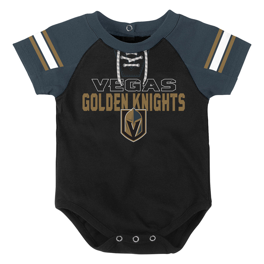 Vegas Golden Knights Outerstuff Infant Little Man Creeper Bib & Booties Set - VegasTeamStore