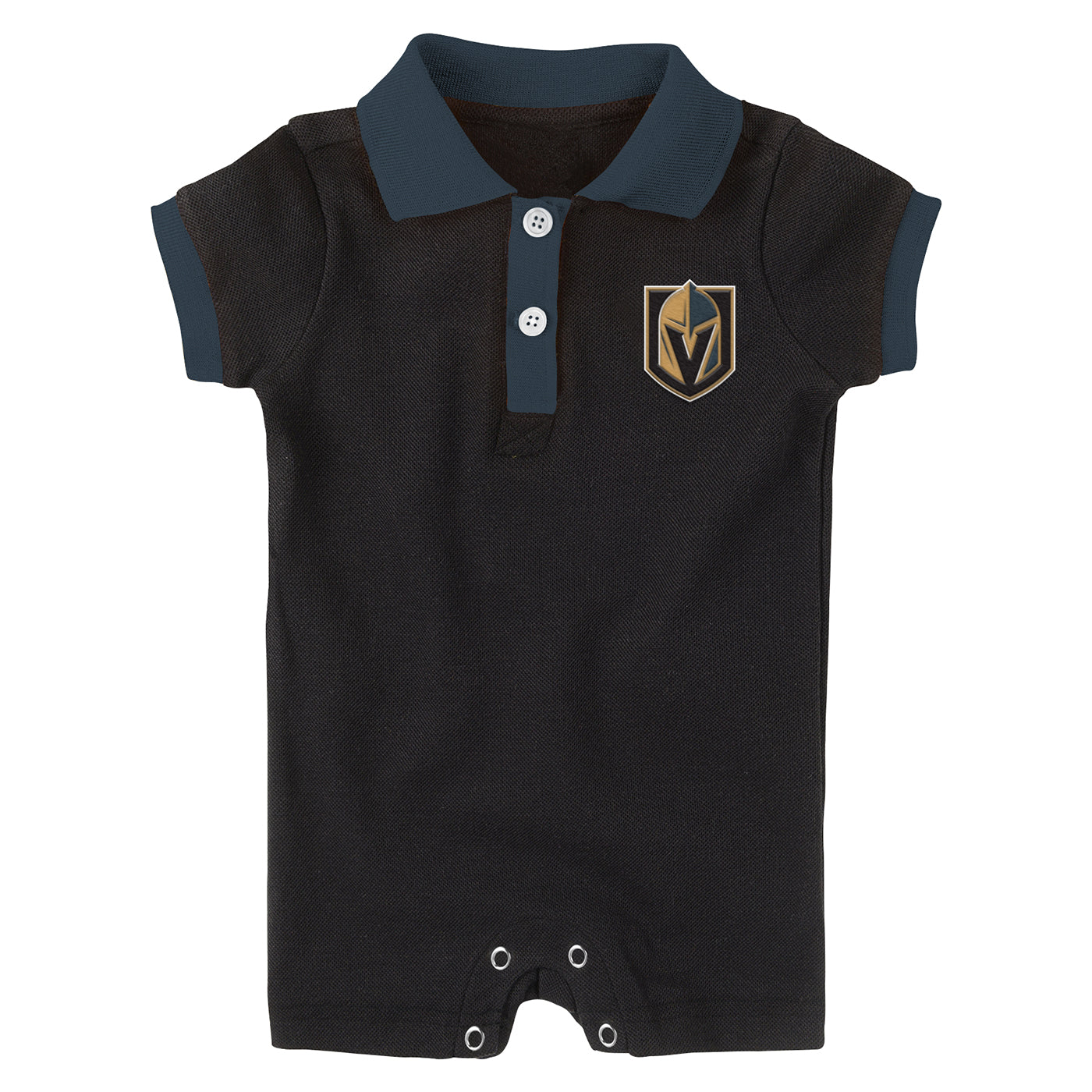 Vegas Golden Knights Outerstuff Infant Little Polo Prepster Short Sleeve Romper - Black - VegasTeamStore