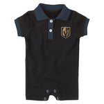 Vegas Golden Knights Outerstuff Infant Little Polo Prepster Short Sleeve Romper - Black - VegasTeamStore