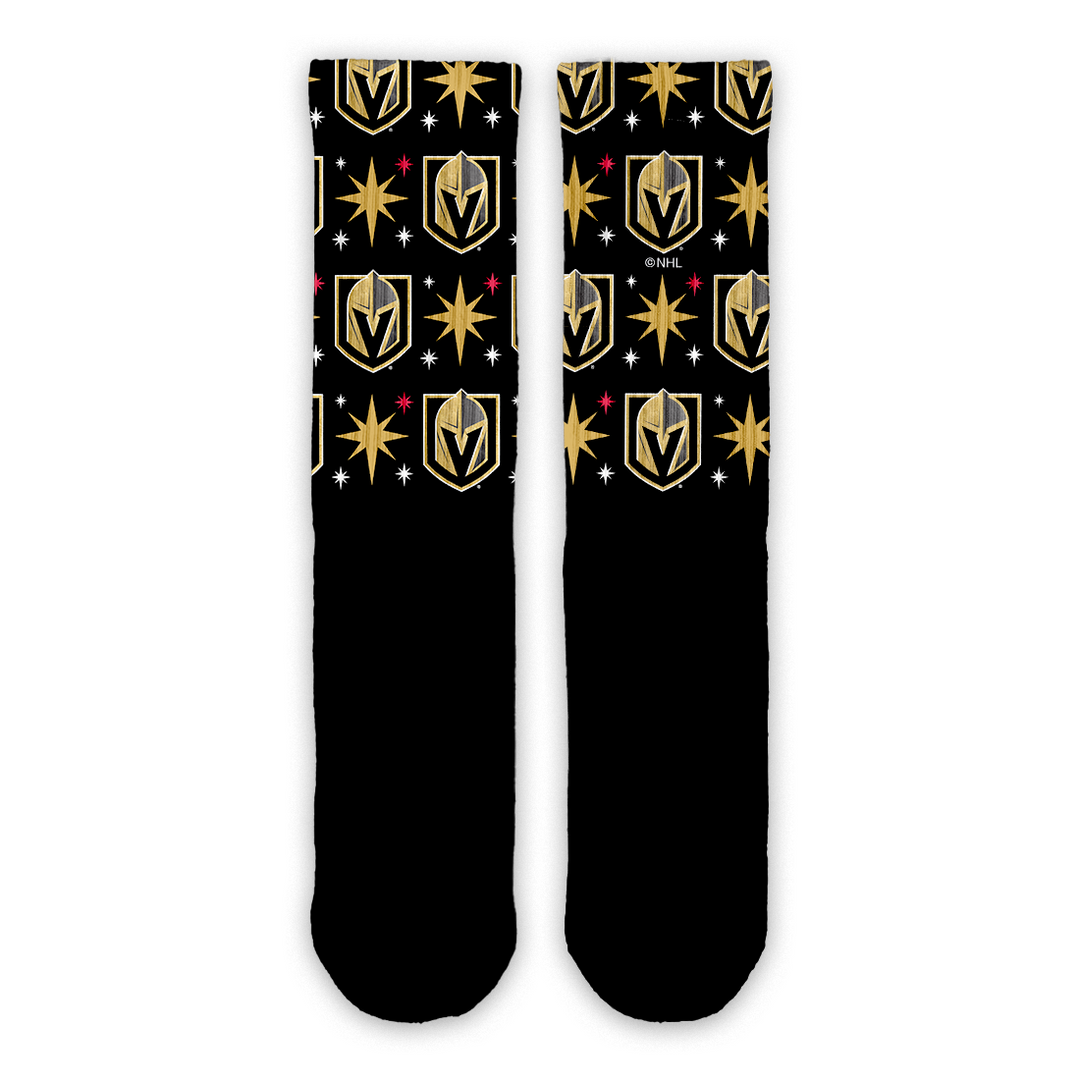 Vegas Golden Knights Logo Pattern Lifestyle Black Socks - S