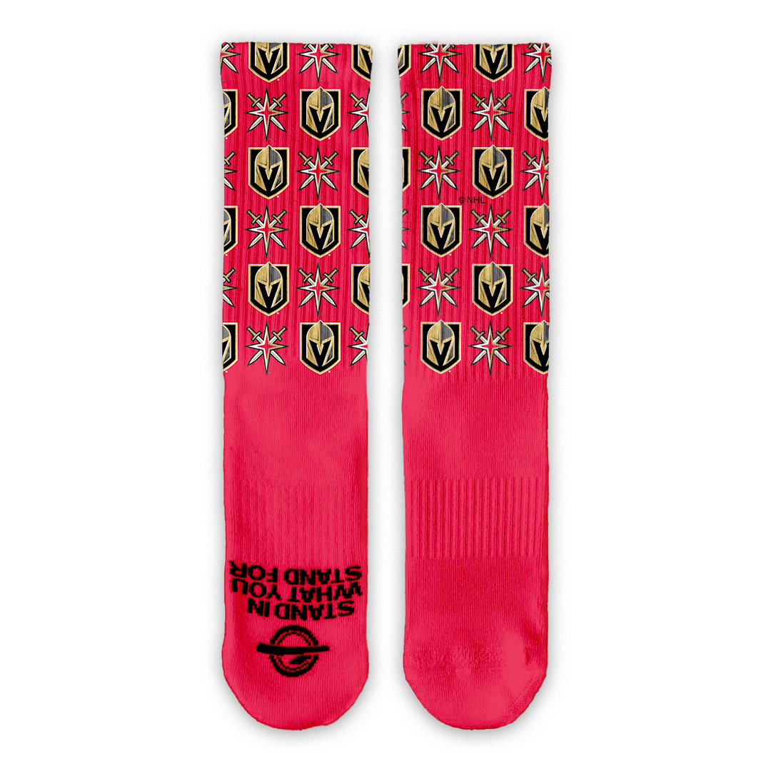 Vegas Golden Knights Logo Pattern Lifestyle Red Socks - S