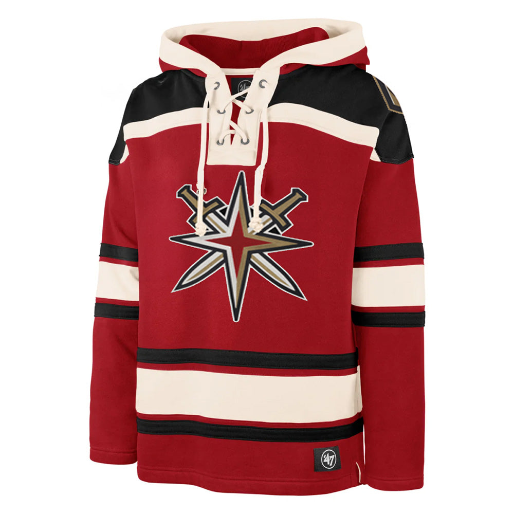 Red Vegas Golden Knights Superior Alternate Logo Lacer Hoodie with star logo and stripes