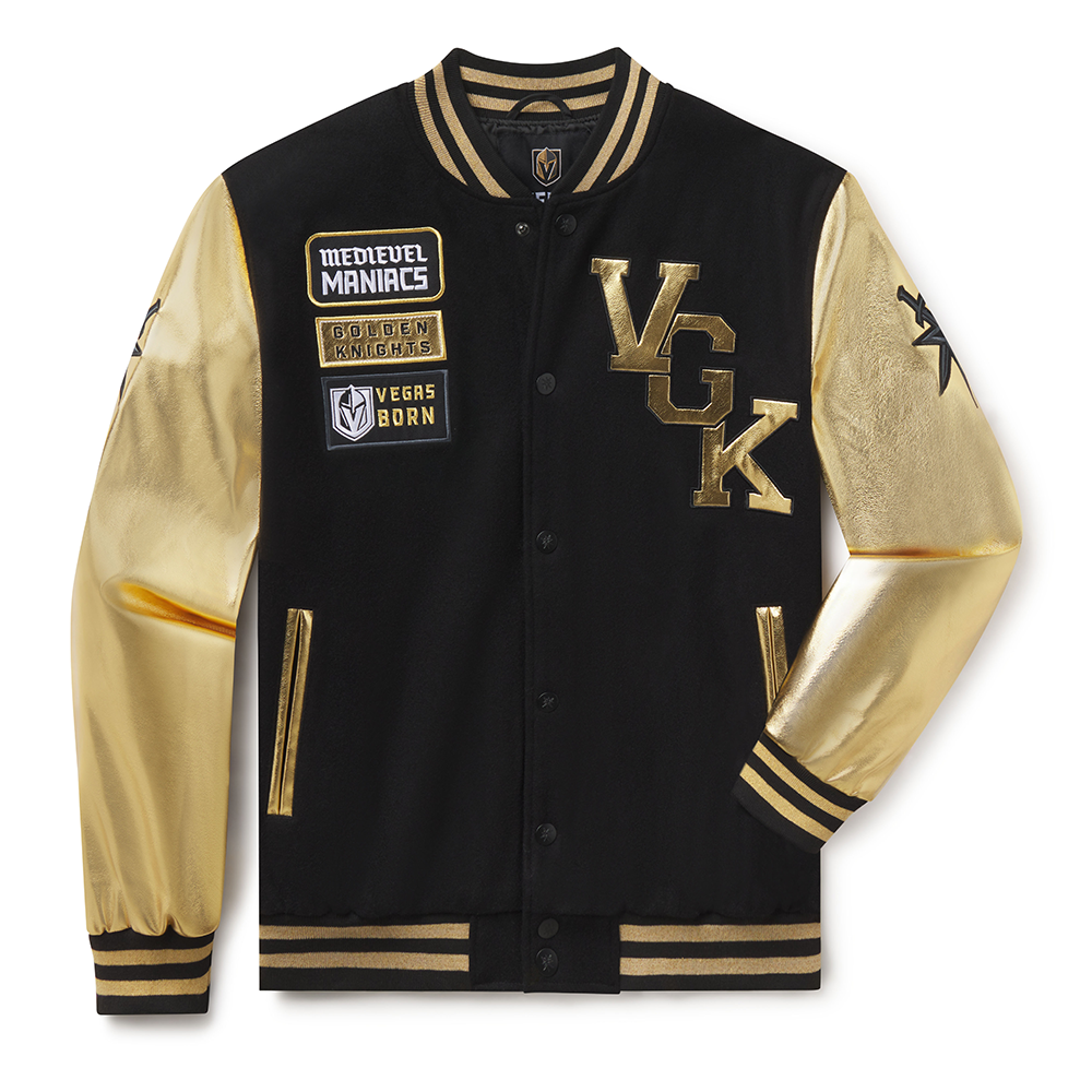 Vegas Golden Knights Metallic Letterman Jacket - Outerwear