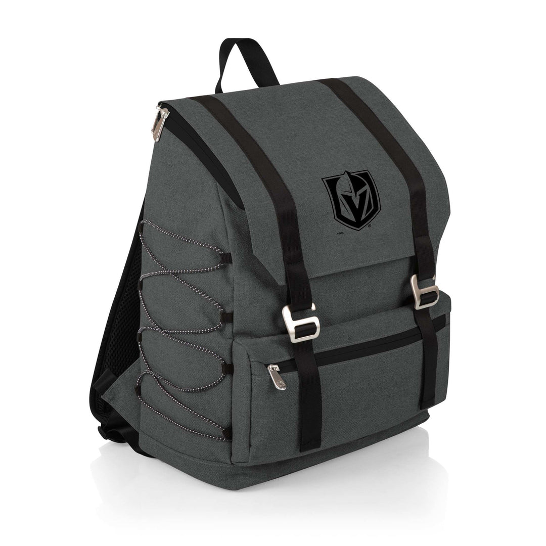 Gray Traverse Backpack Cooler with Black Straps and Vegas Golden Knights Logo