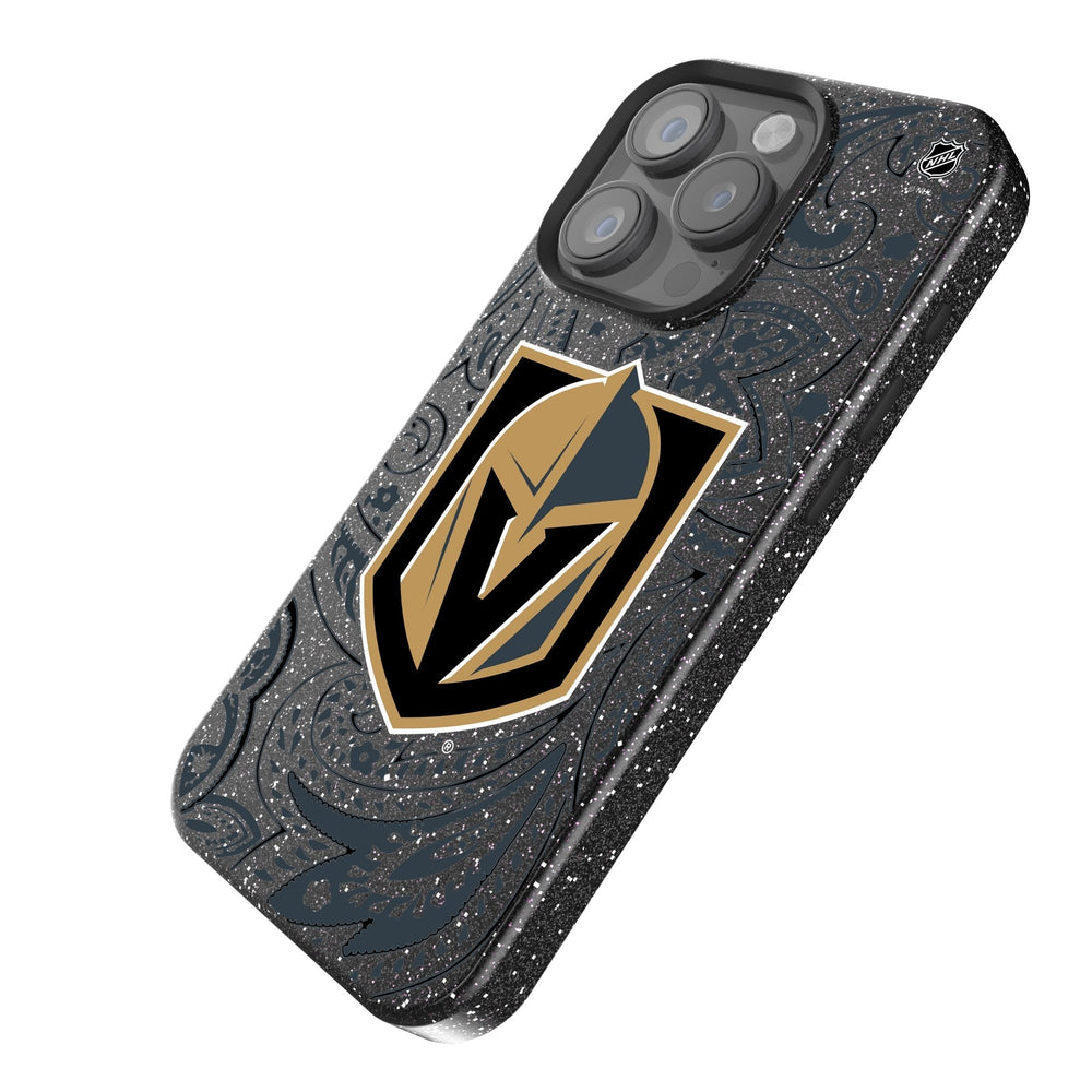 Vegas Golden Knights Paisley Bling Black Phone Case - Phone