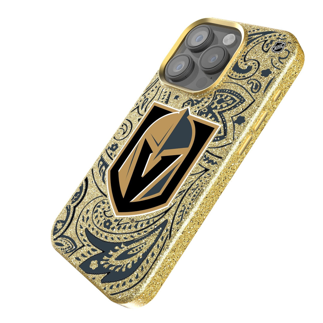 Vegas Golden Knights Paisley Bling Gold Phone Case - Phone