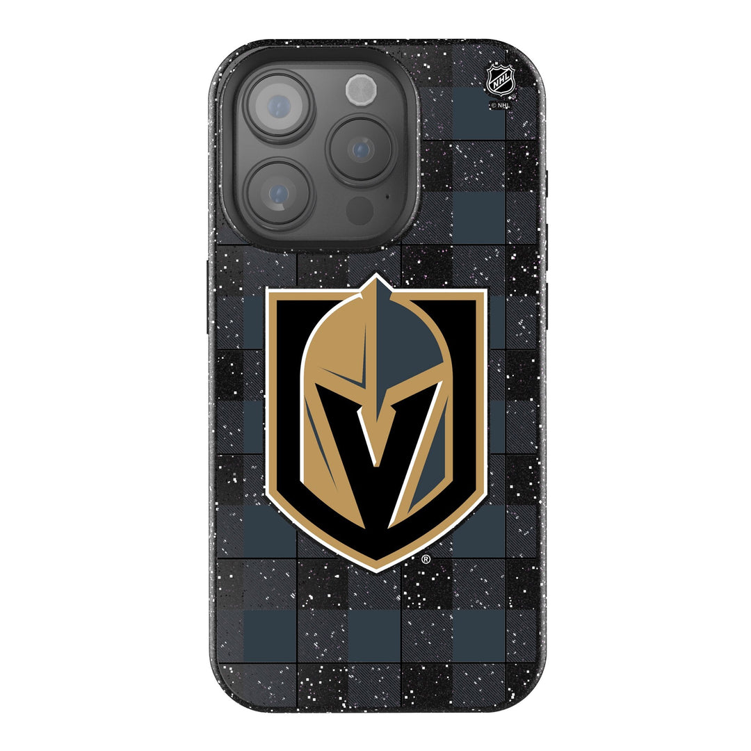 Vegas Golden Knights Plaid Bling Black Phone Case - Phone