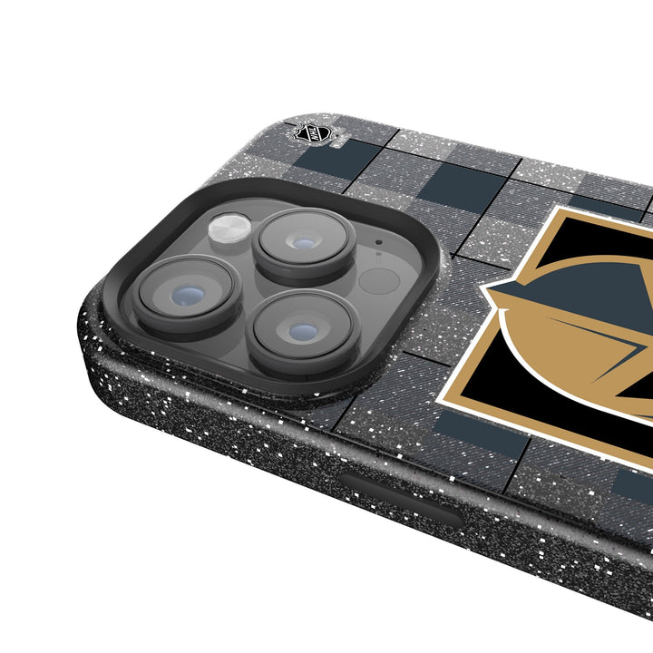 Vegas Golden Knights Plaid Bling Black Phone Case - Phone