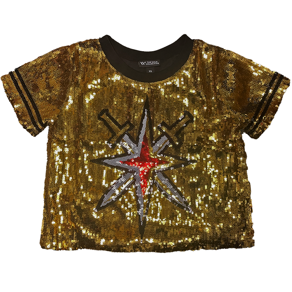 Vegas Golden Knights Sequin Crop Top - Shirt