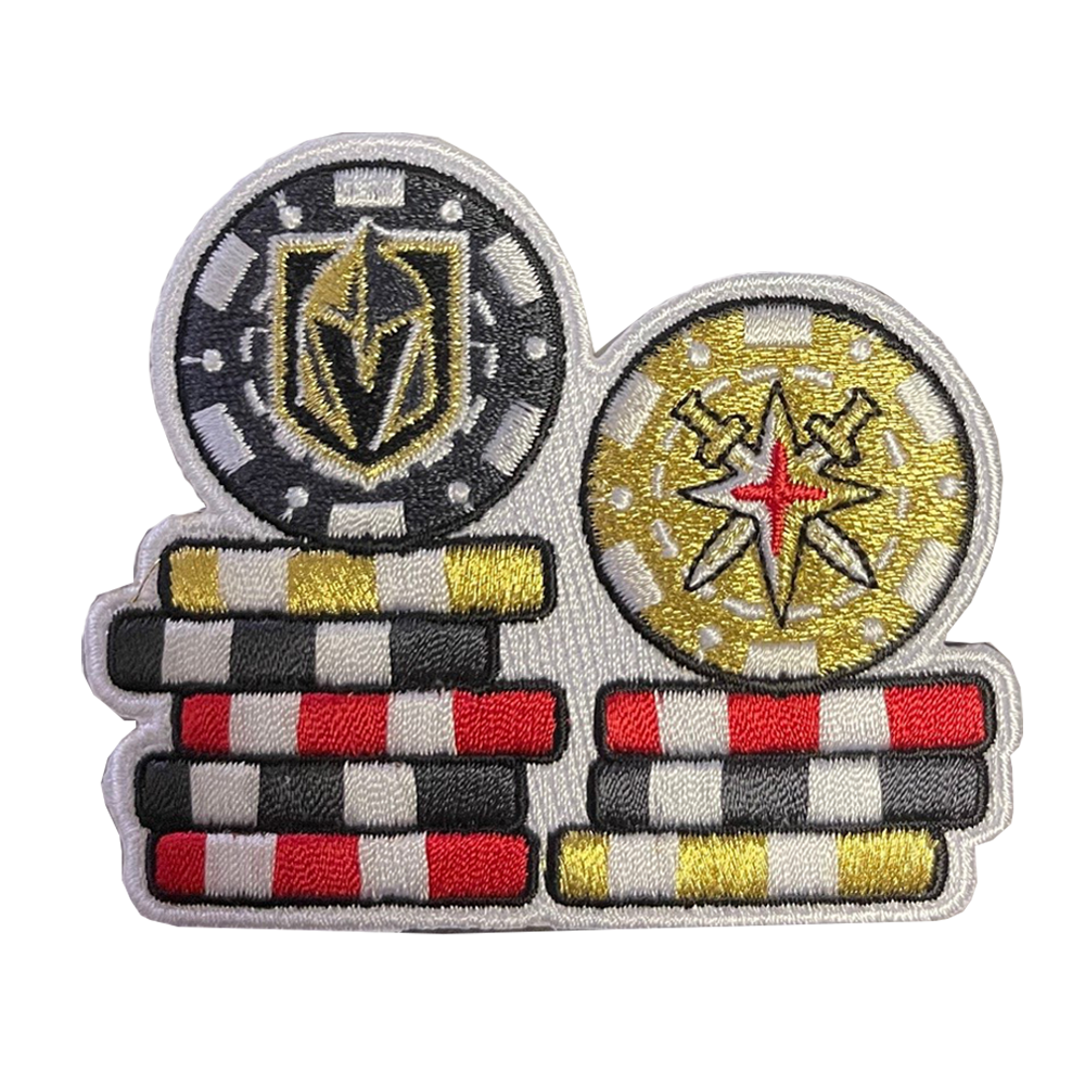 Embroidered Vegas Golden Knights Stacked Poker Chip Patch with team logos