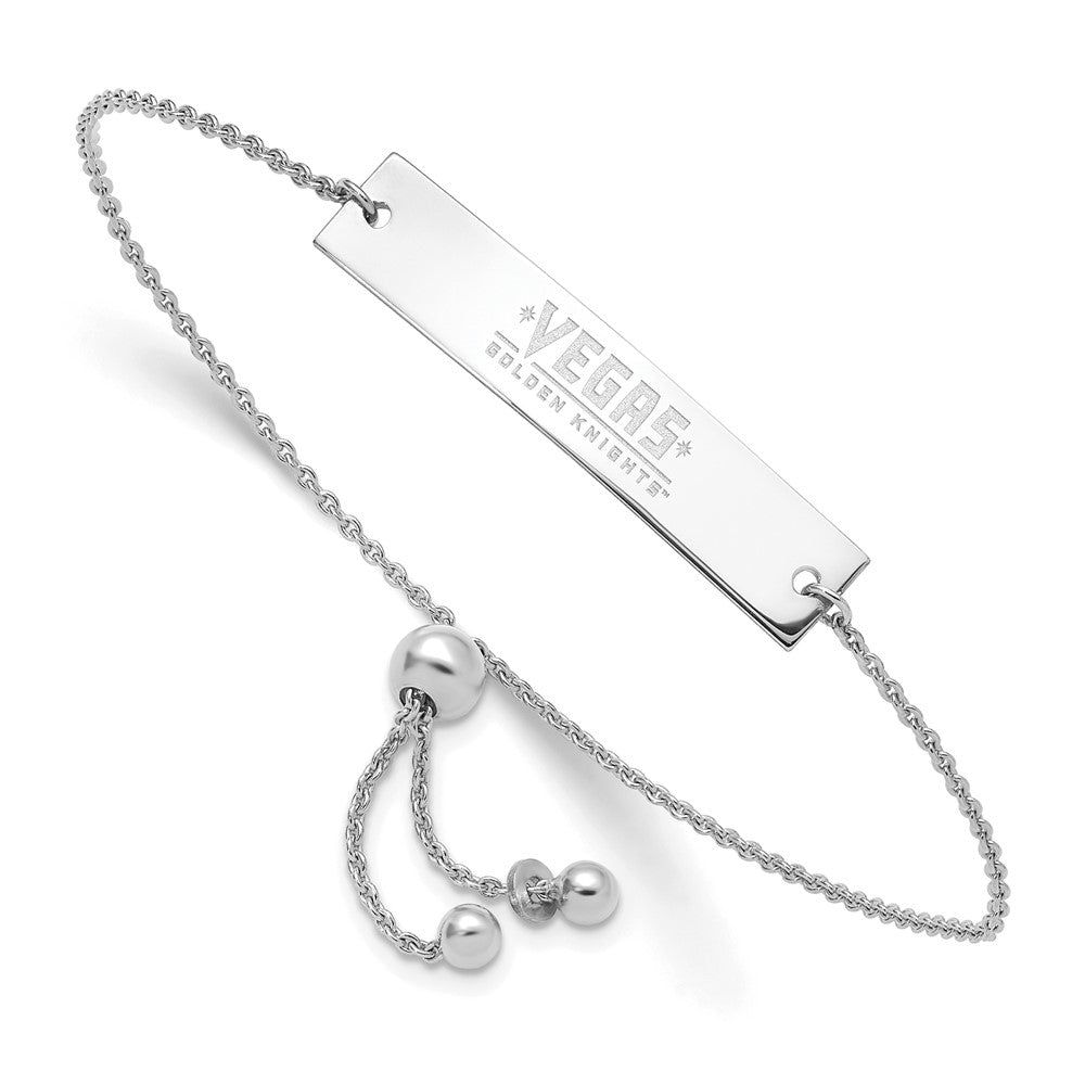 Adjustable silver bracelet with engraved tag for Vegas Golden Knights fans