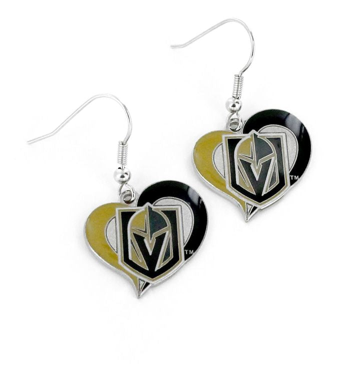 Vegas Golden Knights Swirl Heart Earrings - Earrings