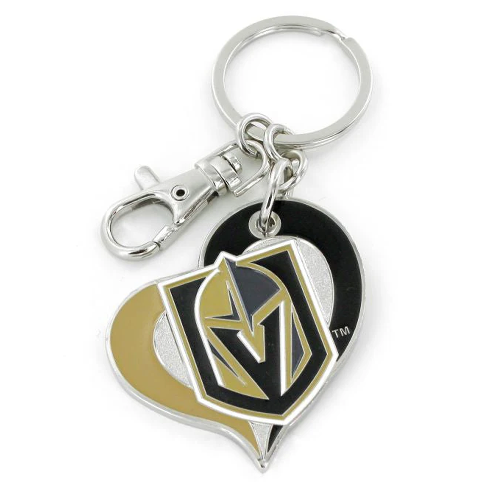 Vegas Golden Knights Swirl Heart Keychain - Keychain