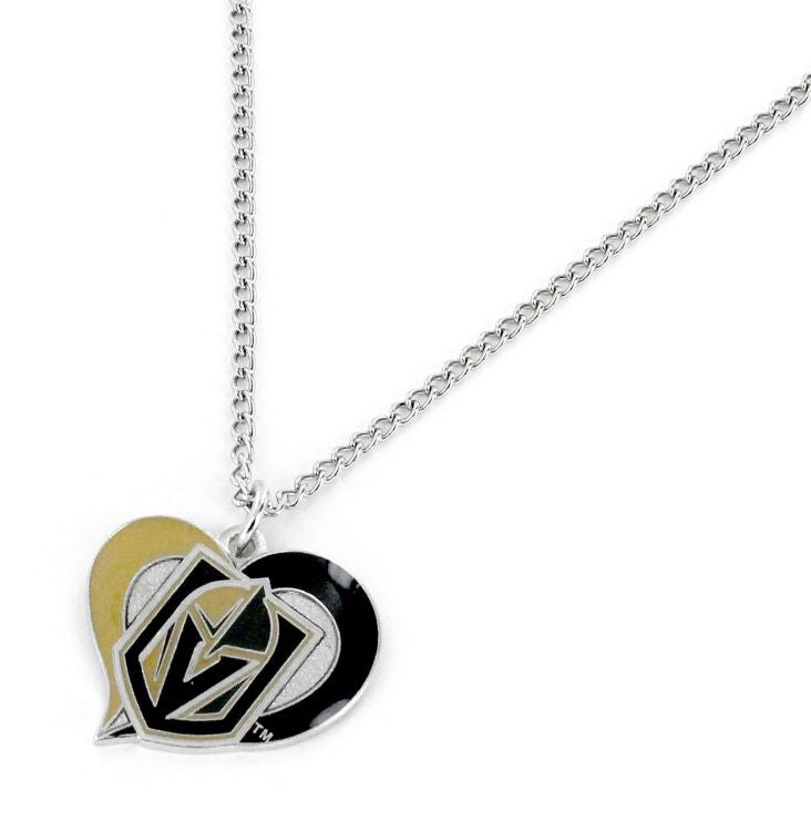 Vegas Golden Knights Swirl Heart Necklace - Necklaces