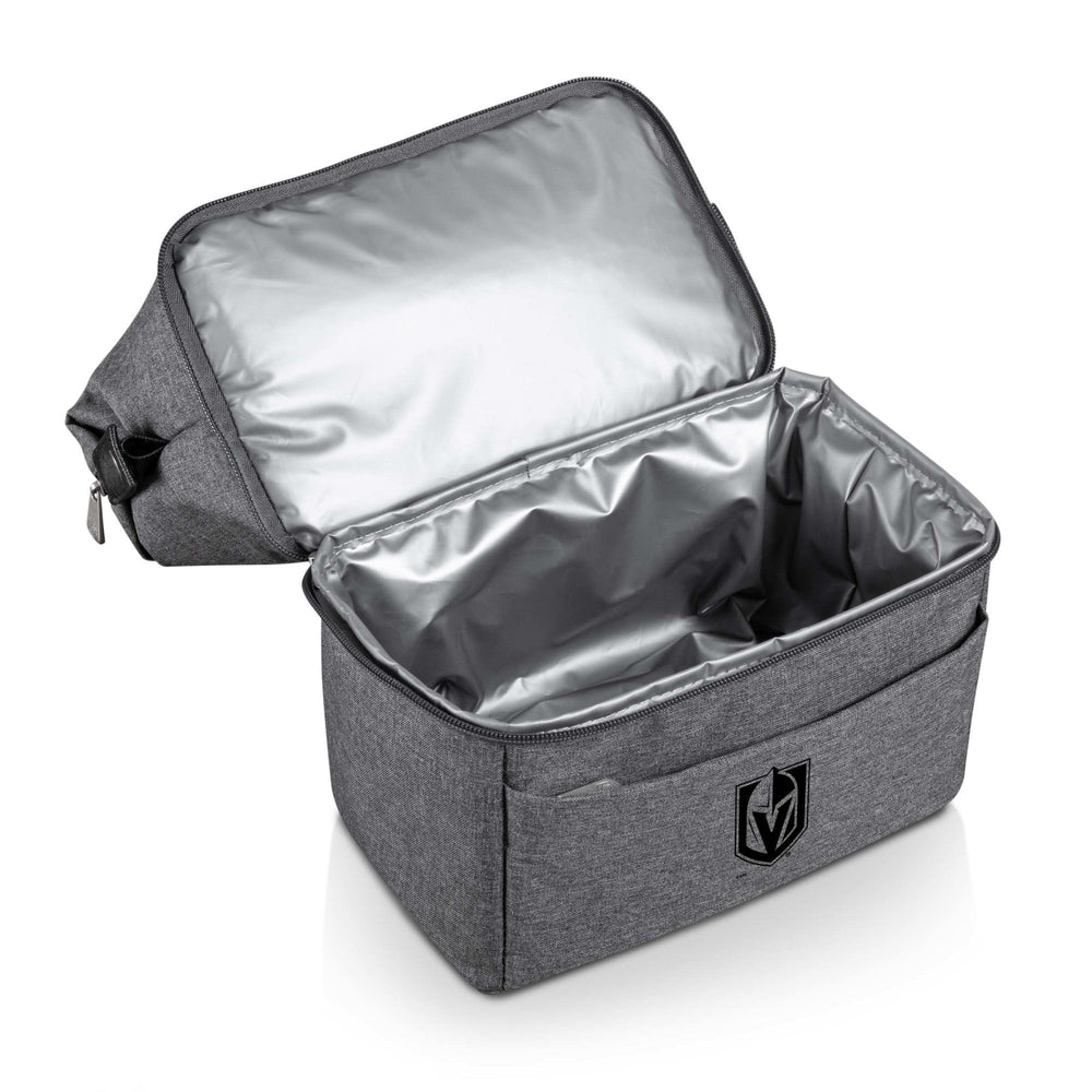 Insulated gray Urban Lunch Bag cooler with zippered top and metallic lining