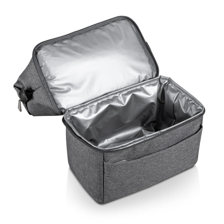 Insulated gray fabric Urban Lunch Bag Cooler with open top compartment for easy access