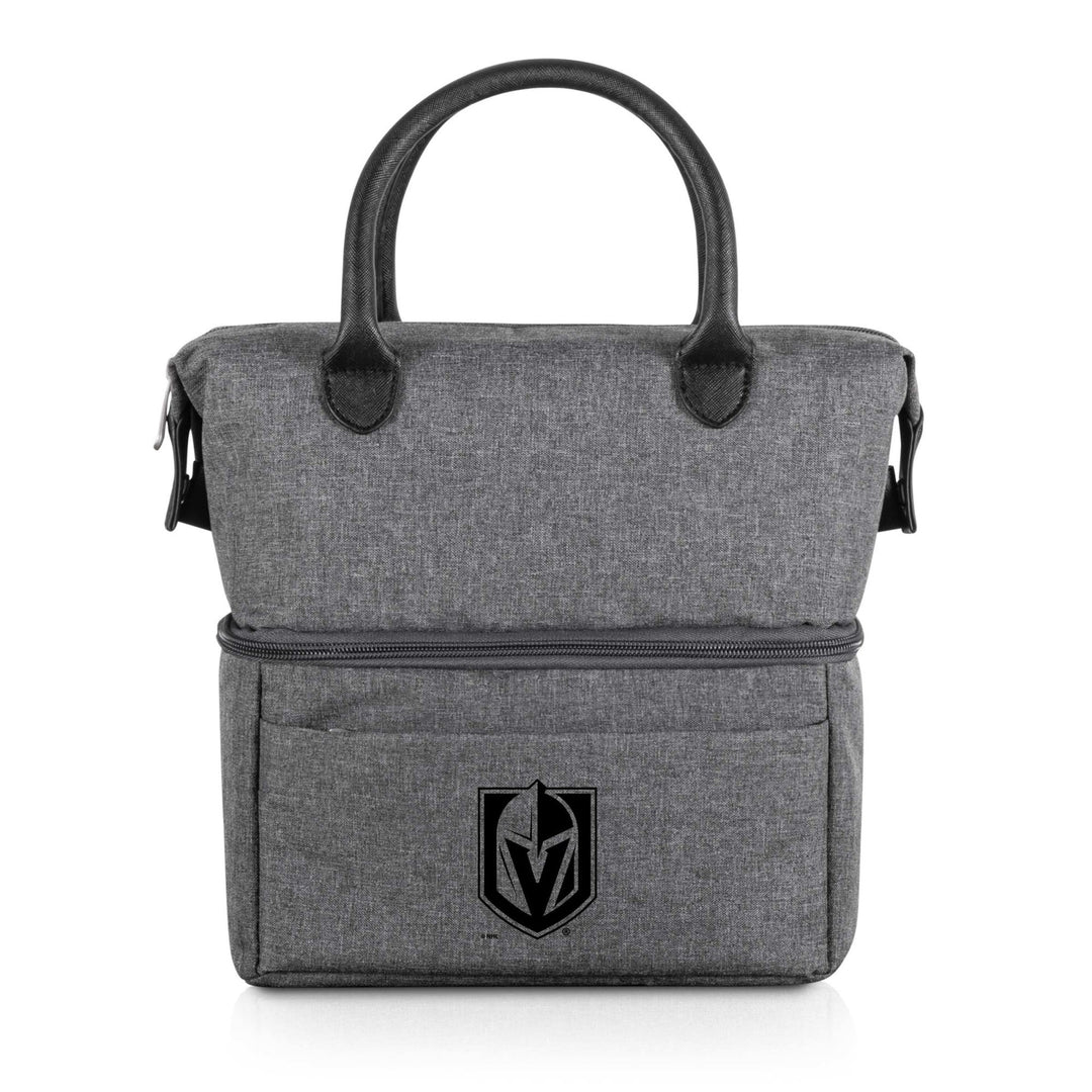 Gray Urban Lunch Bag Cooler with Black Handles and Logo, perfect for meals on the go